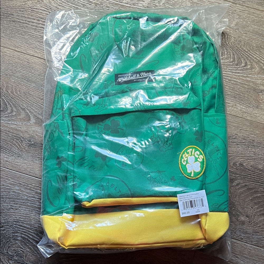 BNWT Mitchell & Ness Celtics Green and Yellow Backpack